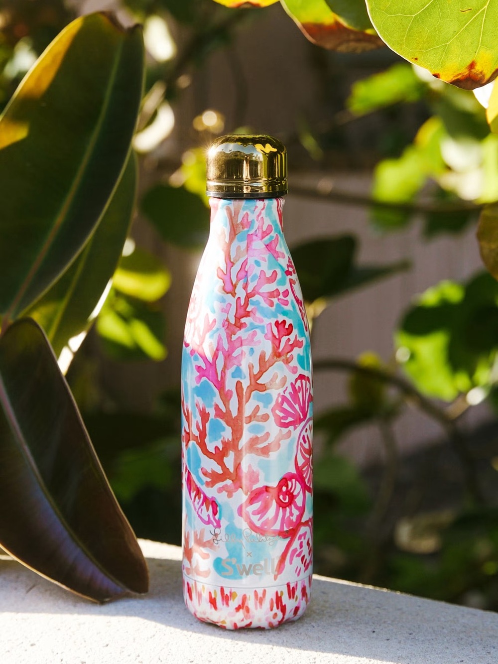 Swell x Lilly Pulitzer Stainless Water Bottle with Gold Cap